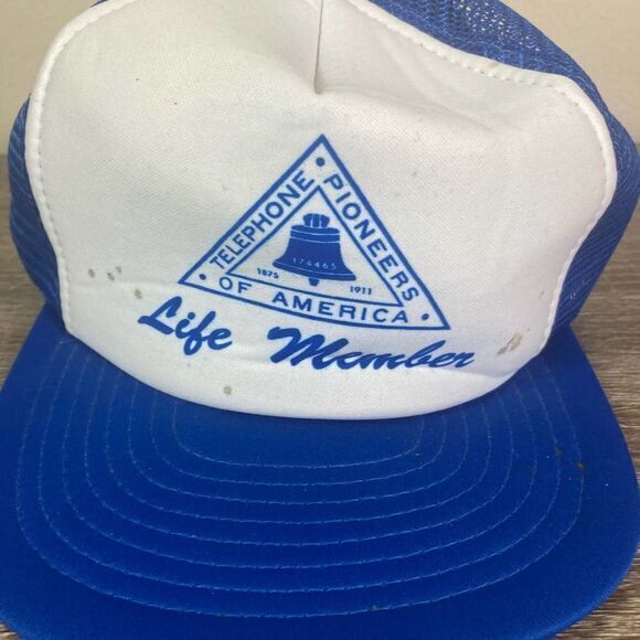 Vintage Telephone Pioneers of America Life Member Trucker Hat 80s 90s Blue - Picture 6 of 11